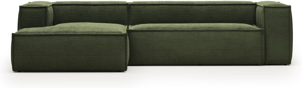 Elegant Venstrevendt Chaiselong Sofa i Grøn Fløjl