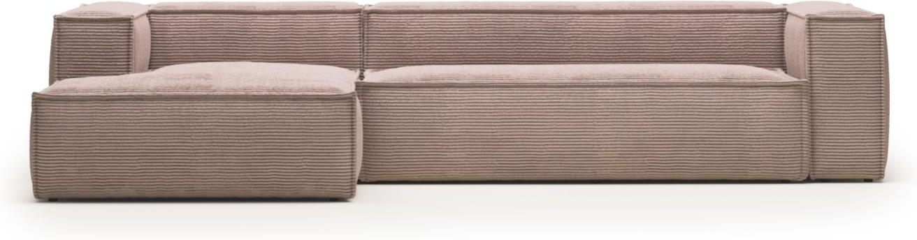 Fløjlsstof Chaiselong Sofa Venstrevendt - Lyserød Elegance