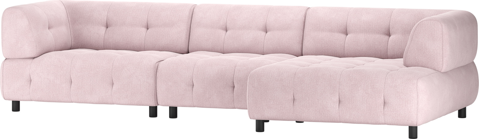 Chaiselong Sofa Woood Louis Højrevendt Lyserød Fladvævet Polyester Modulær