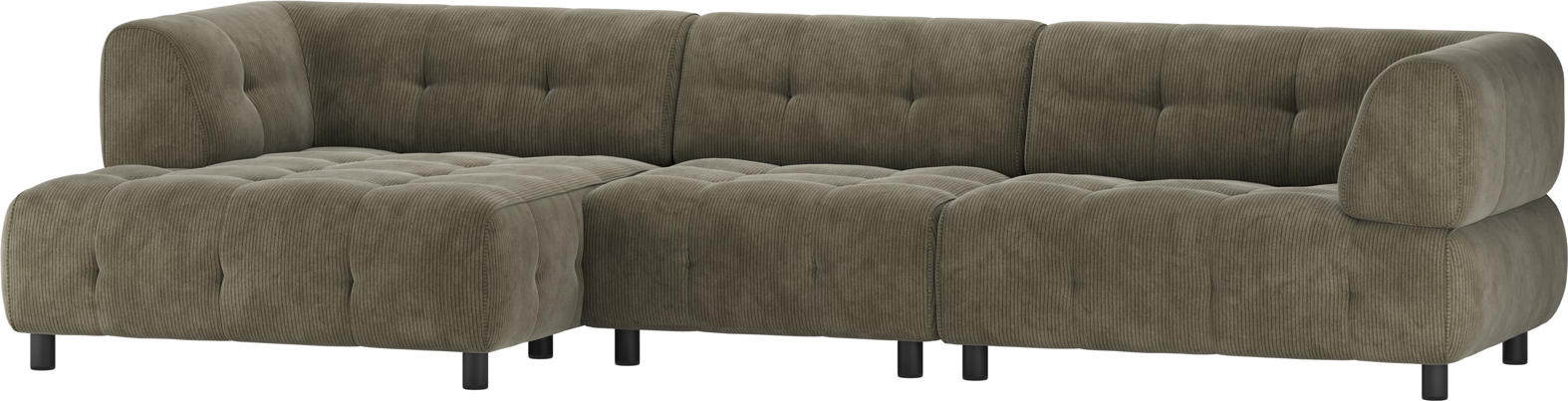 Chaiselong Sofa Woood Louis Venstrevendt Grøn Fløjl 334 Cm