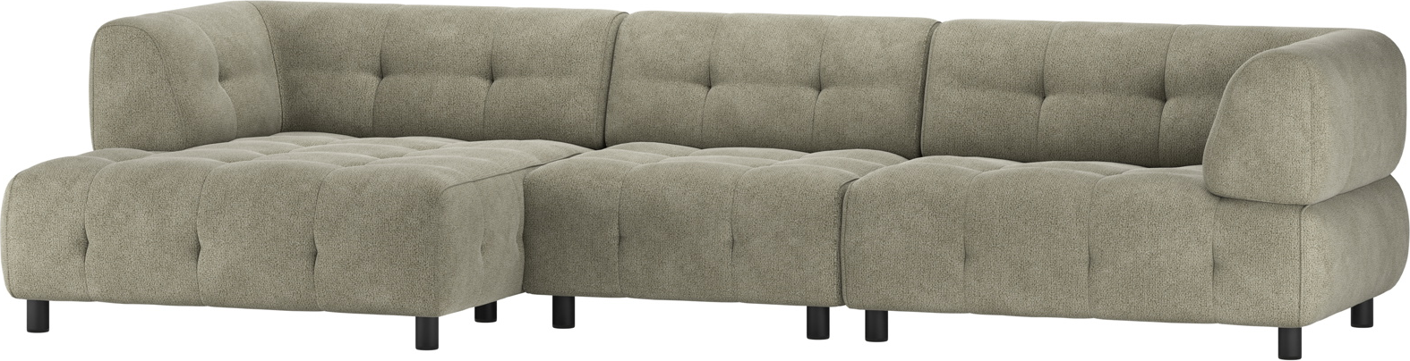 Chaiselong Sofa Woood Louis Venstrevendt   Grøn Chenille 334 Cm