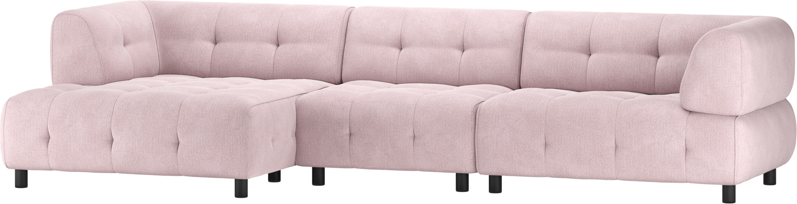 Chaiselong Sofa Woood Louis Venstrevendt Lyserød 334x90 120 Cm Fladvævet Polyester