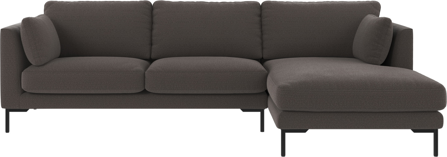 Chaiselongsofa Højrevendt Rowico Corwin Mørkegrå Rita Stof Med Sorte Metalben H83ã B270ã D160 Cm