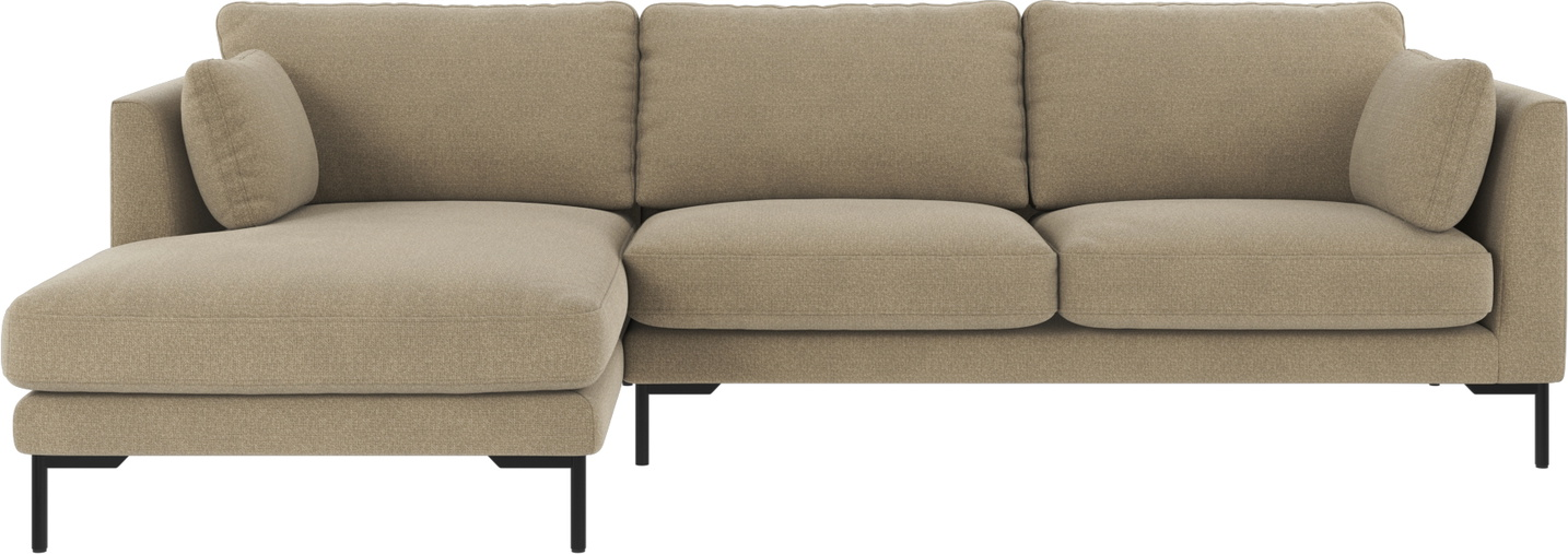 Chaiselongsofa Rowico Corwin Venstrevendt Mørk Beige Rita 109 Sorte Metalben H83ã B270ã D160 Cm