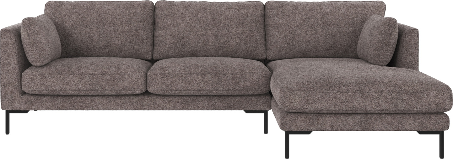 Chaiselongsofa Rowico Corwin    -sæders Højrevendt   Mørkegråt Anna-stof Med Sorte Metalben