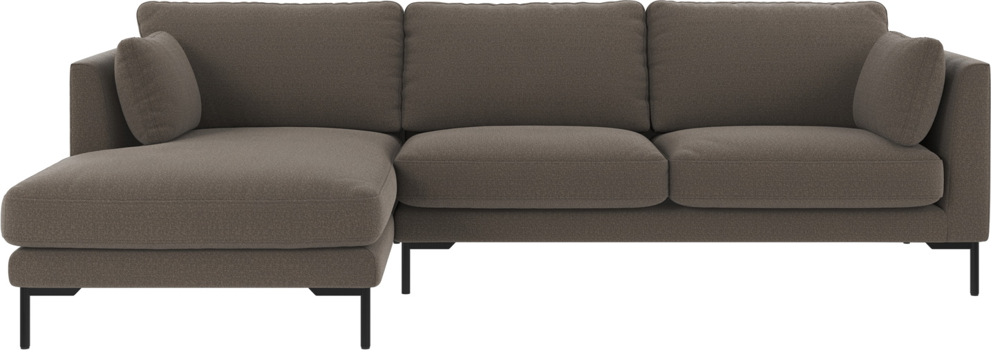 Chaiselongsofa Venstrevendt Rowico Corwin Mellemgrå Rita 108 Stof Med Sortlakerede Metalben B270 D160 Cm