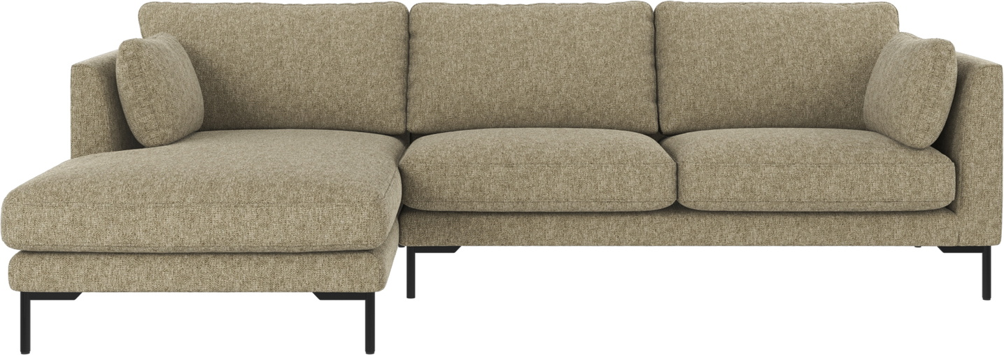 Venstrevendt Chaiselongsofa i Grøn Stof med Metalben