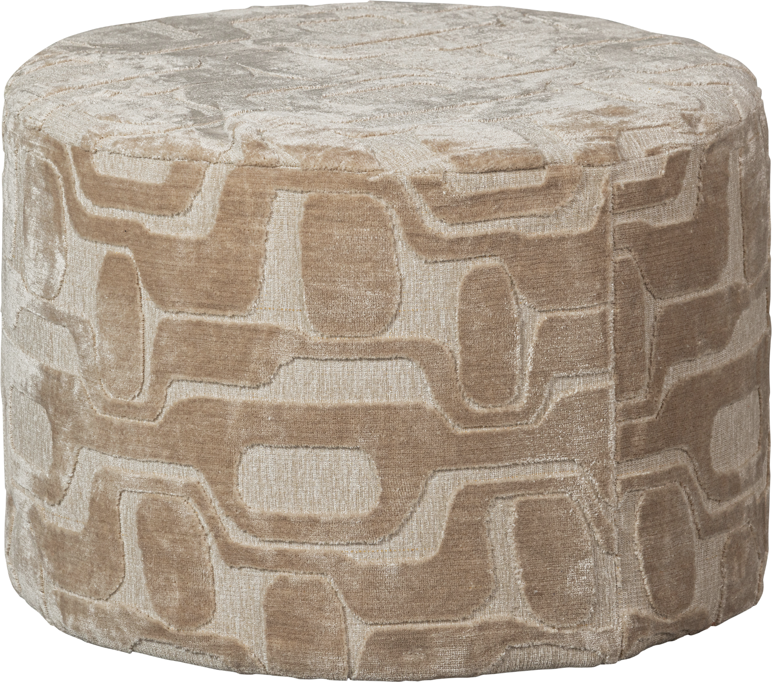 Cylindrisk Puf Woood Collection Yago Abstract Aztec Natur ø60   H43 Cm