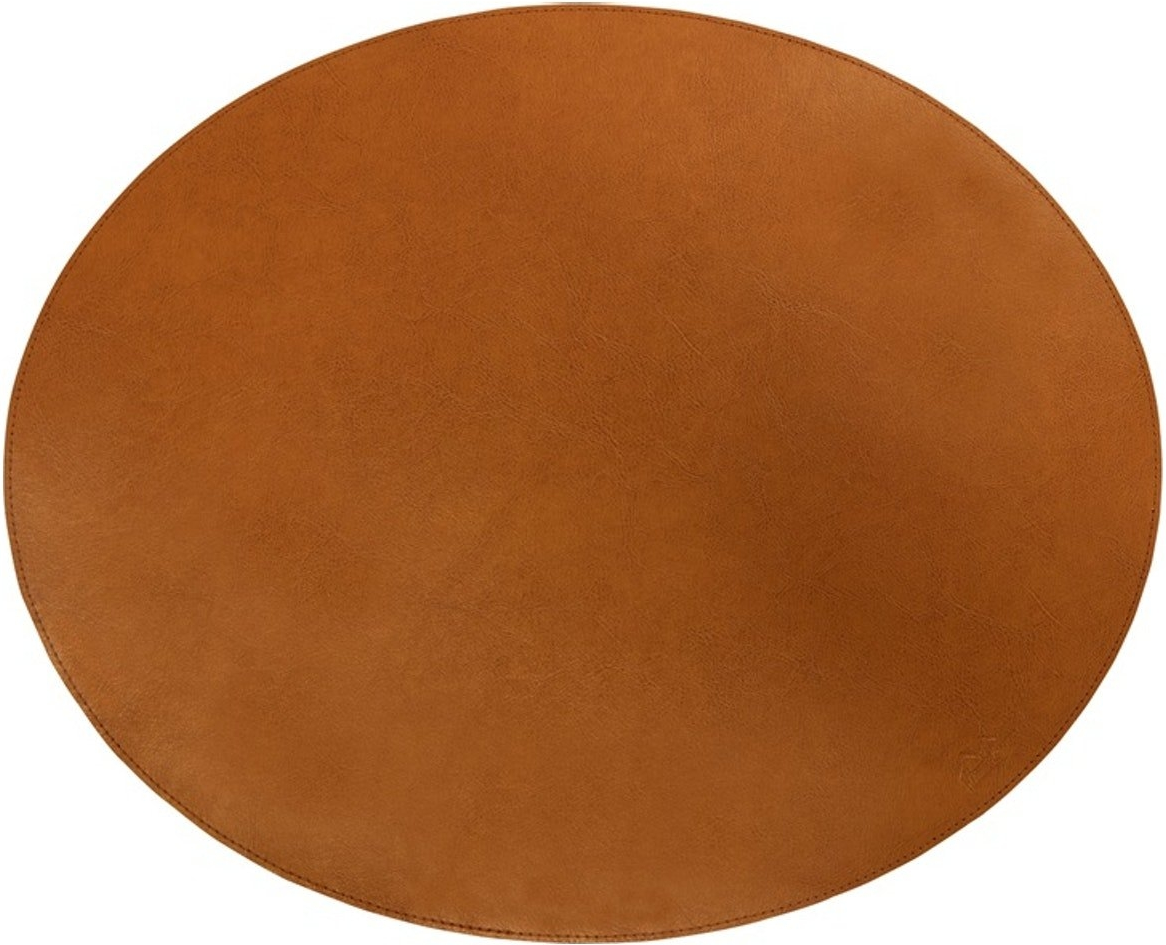 Dækkeserviet House Of Sander Oval Læder Cognac 36x44 Cm