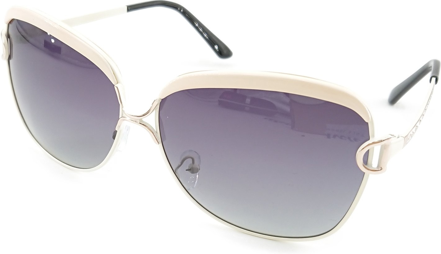 Dame Solbriller Kaleu Alpha Hvid   Retro 60er Alloy Stel  Gradient Polariserede Uv400 Linser Med Etui