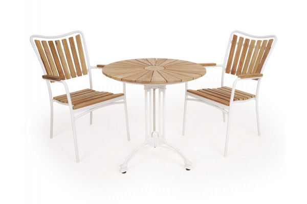 Daneline Eva Teak Cafésæt ø70 Cm Hvid