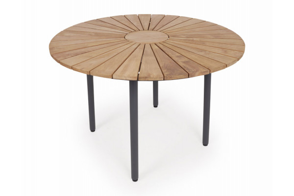 Daneline Eva Teak Havebord ø110 Cm Grå