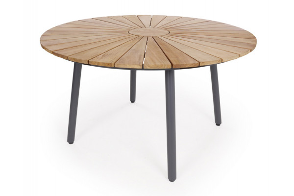 Daneline Eva Teak Havebord ø130 Cm Grå