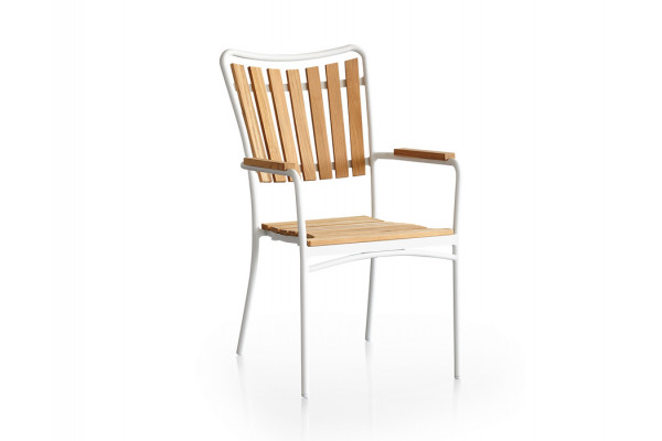 Daneline Eva Teak Stabelstol Hvid