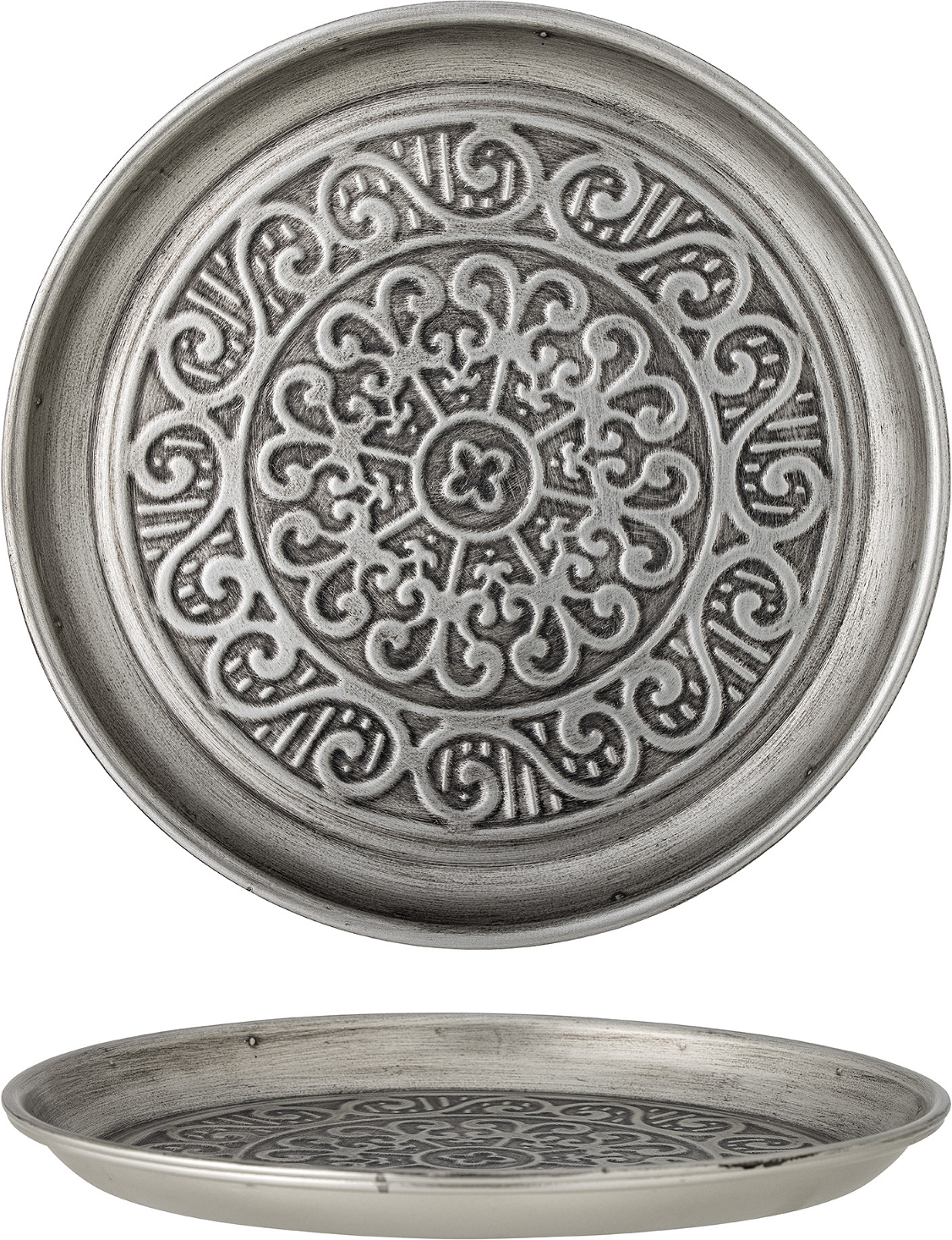 Dekorations- Og Serveringsbakke Bloomingville Maze Metal Sølv D33   Cm