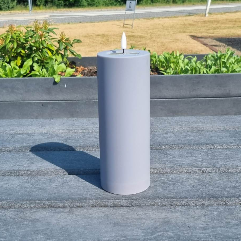 Deluxe Homeart Grå Led Bloklys   5x20 Cm Outdoor