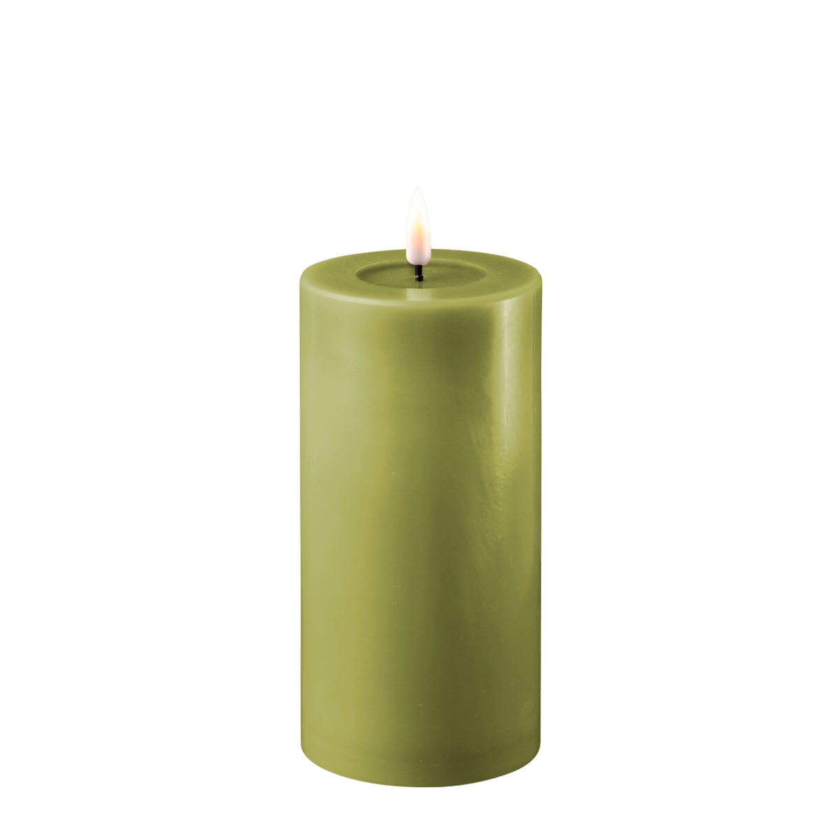 Deluxe Homeart Oliven Grøn Led Bloklys   5x15 Cm