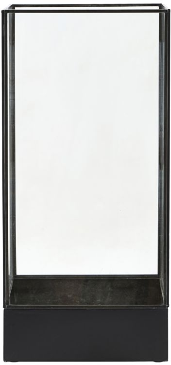 Stilfuld Displayboks i Antik Sort Glas og Messing