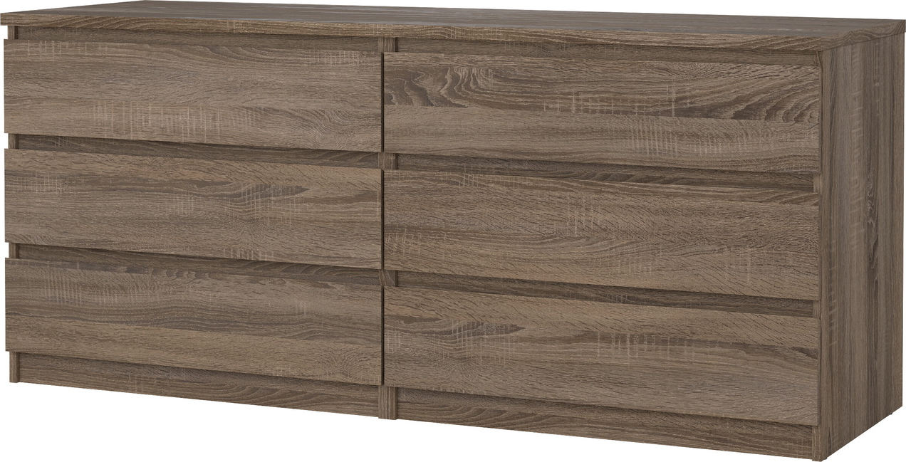 Dobbelkommode Vesterholm Naia   Skuffer Grebsfrit Trøffelfarvet  Mørk Natur  H68xb153 8xd50 Cm  Fsc