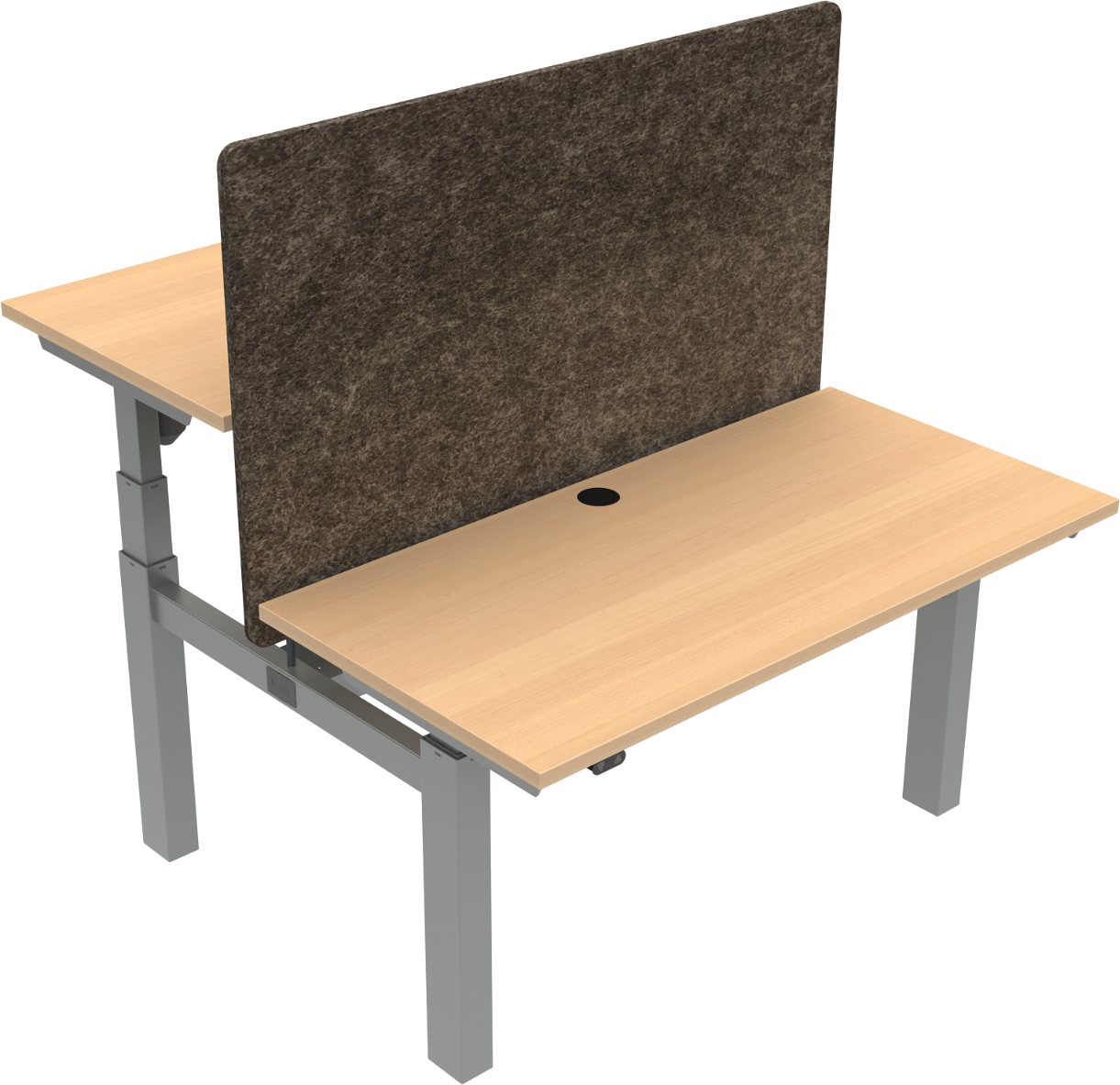 Dobbelt Hæve-Sænkebord Zennord - Ergonomisk Bøg Sølv