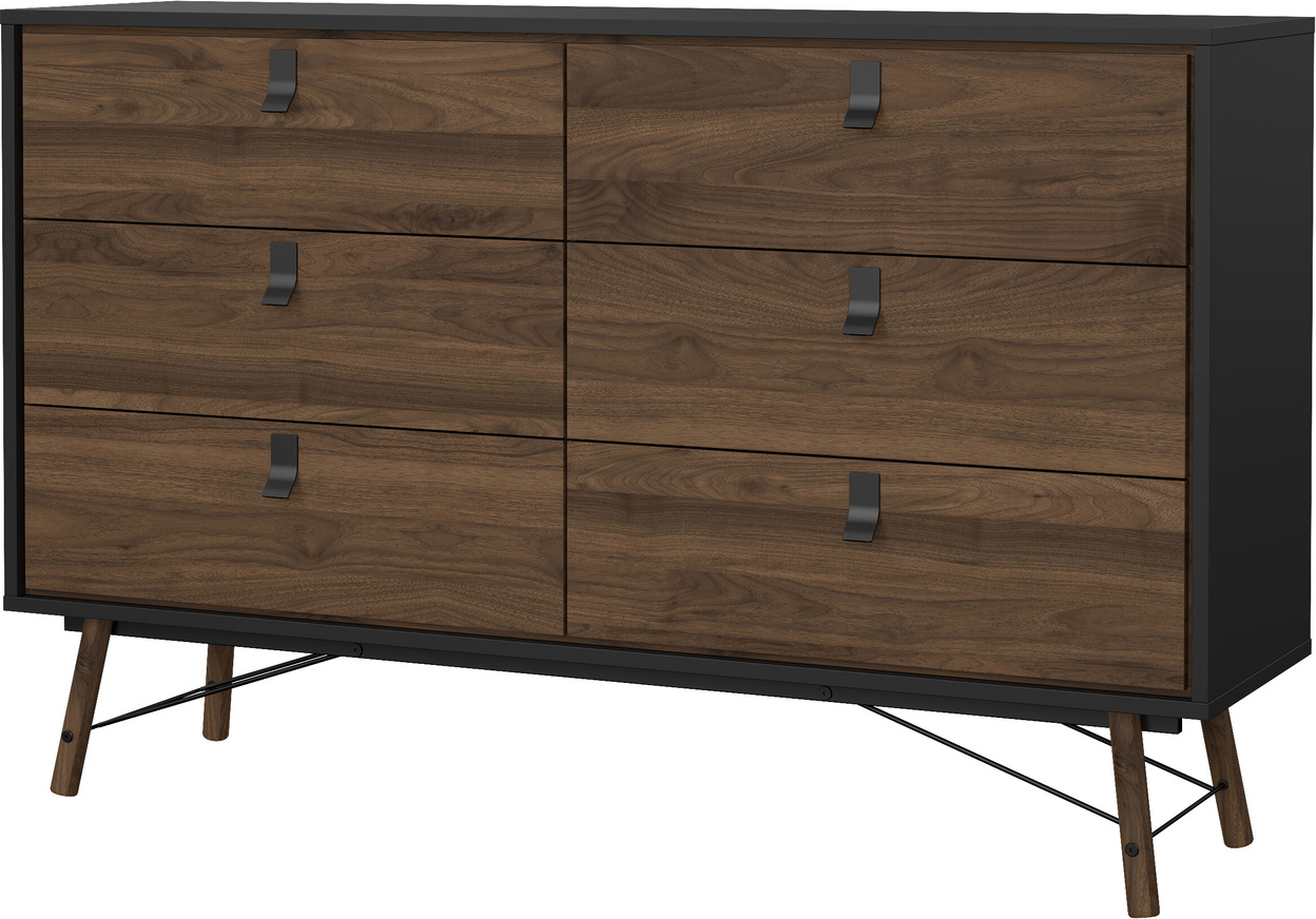Dobbelt Kommode Vesterholm Askø    Skuffer  Valnød Mat Sort  Fsc  B150ã D40ã H95 Cm