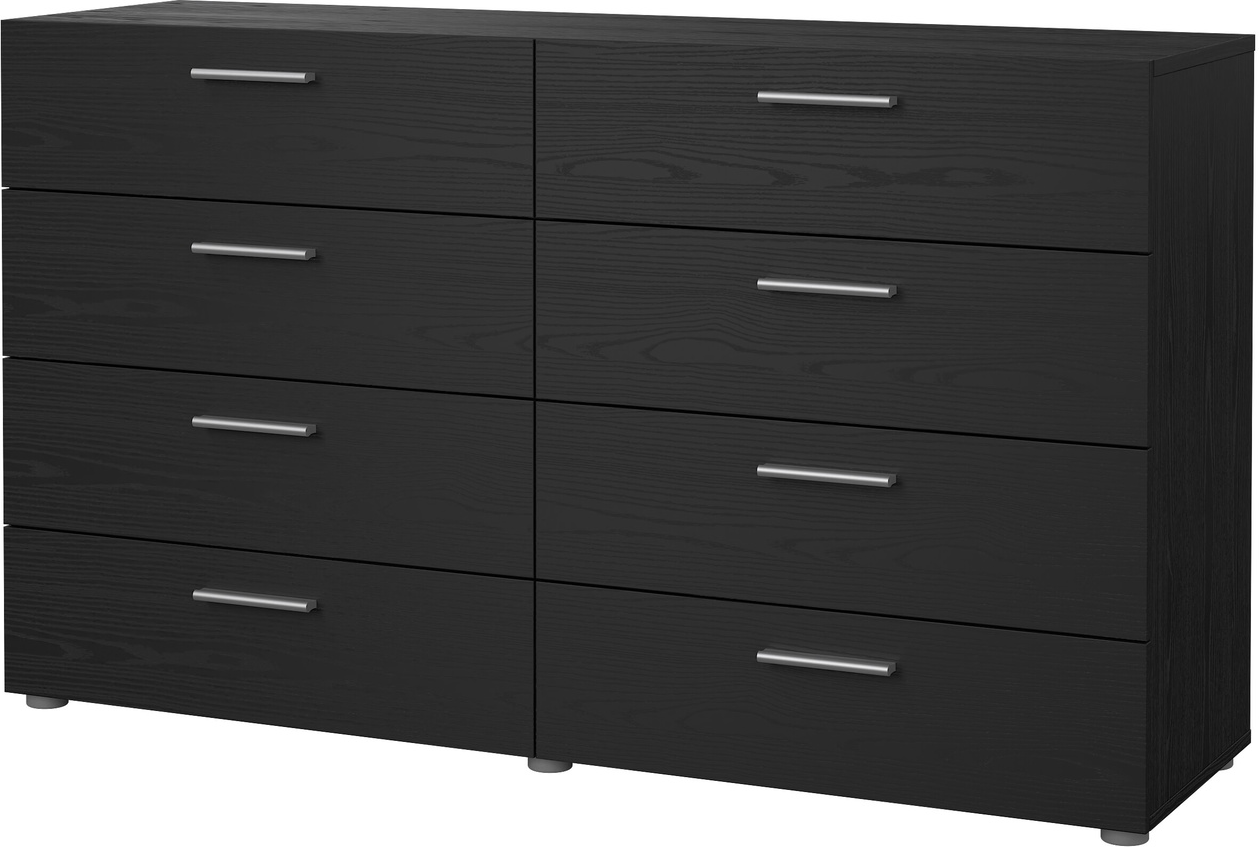 Dobbelt Kommode Vesterholm Pepe   Skuffer Sort Træstruktur Fsc Spånplade B140 D40 H82 Cm
