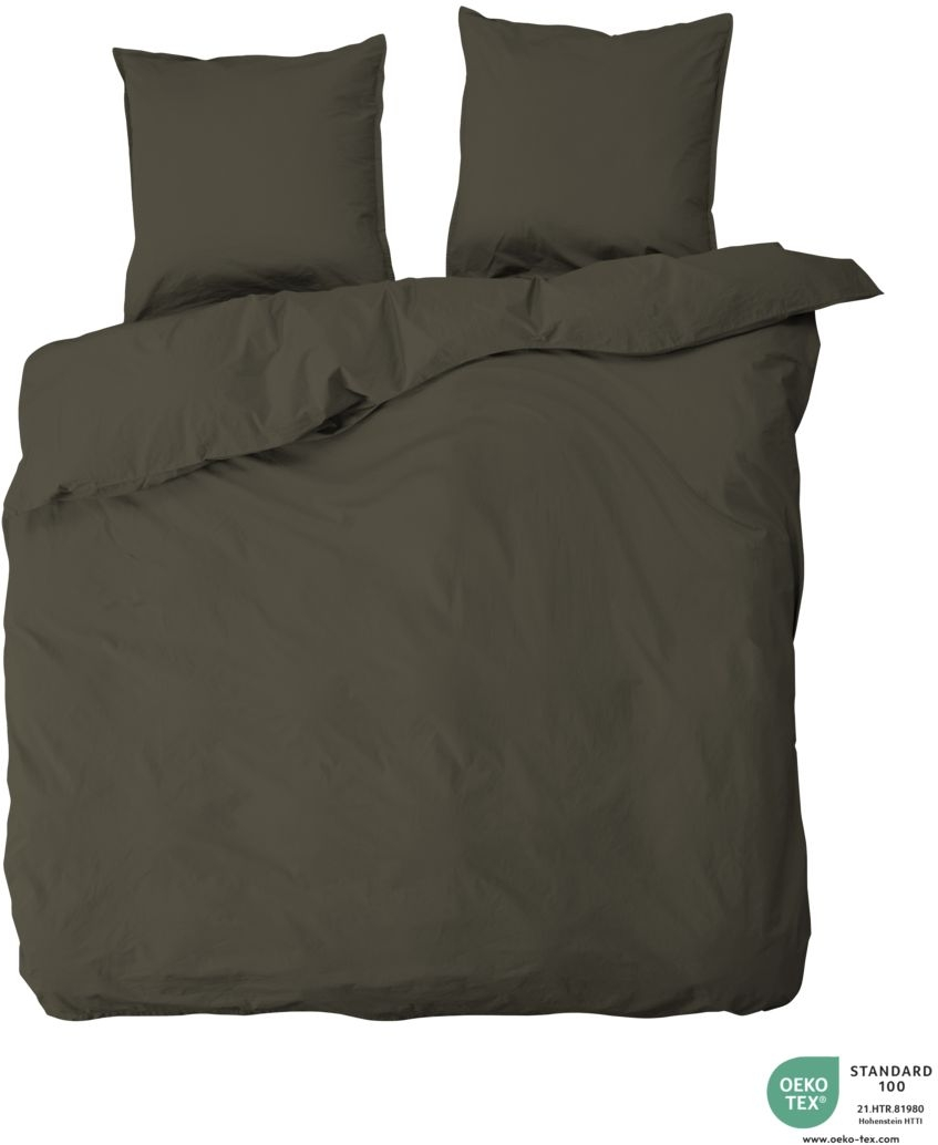 Dobbelt Sengesæt Bynord Ingrid Bark 220x220 Cm 100  økologisk Bomuld Percale Kuvertlukning Bindebånd