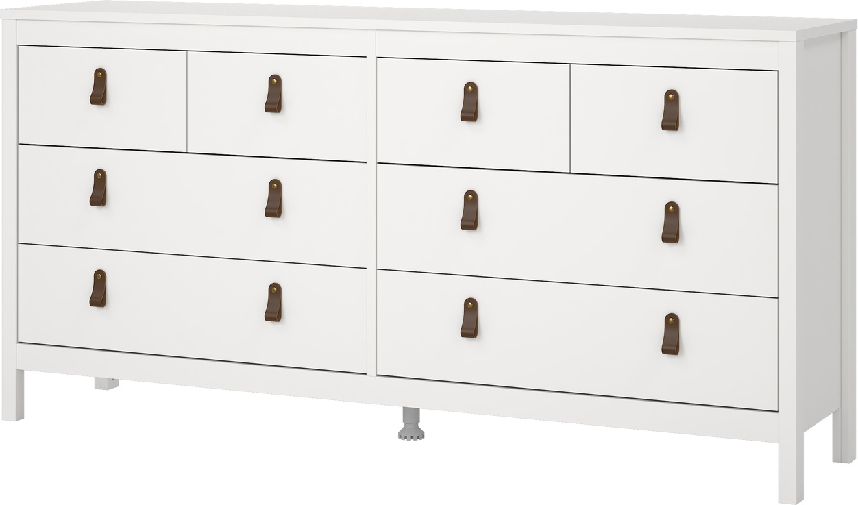 Dobbeltkommode Vesterholm Lunor Hvid   Skuffer Fsc Spånplade B159 6xd38 4xh79   Cm Med Lædergreb