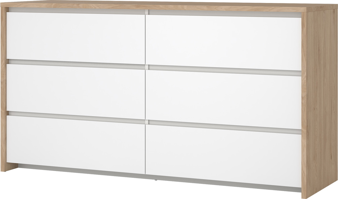 Dobbeltkommode Vesterholm Next   Skuffer Jackson Hickory Hvid Højglans H84xb157xd48 Cm