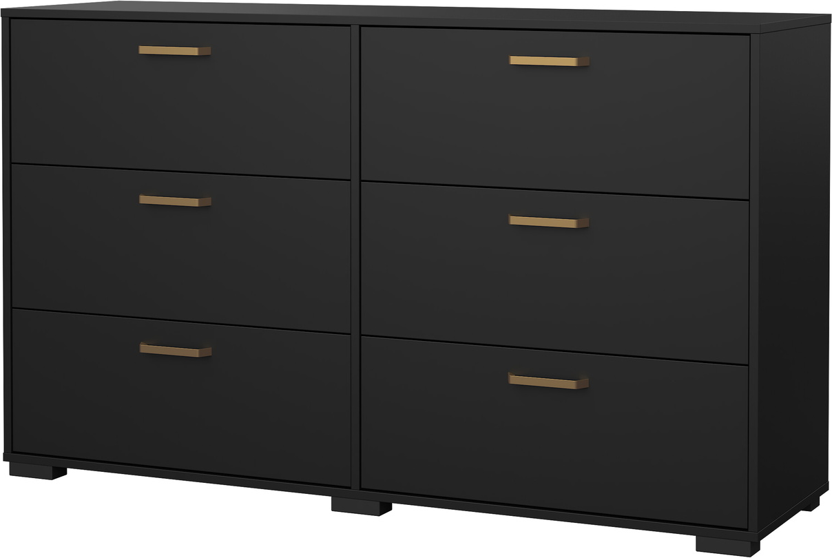 Dobbeltkommode Vesterholm Sofia  Sort Foliefinish    Skuffer  Anti-vælte  H82 7ã B138 7ã D39   Cm  Fsc