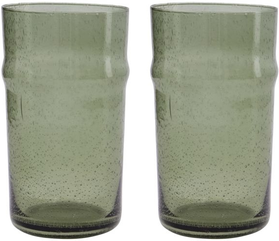 Drikkeglas House Doctor Rain   Stk ø7     H14 Cm Grøn Med Luftbobler  Elegant Skandinavisk Design