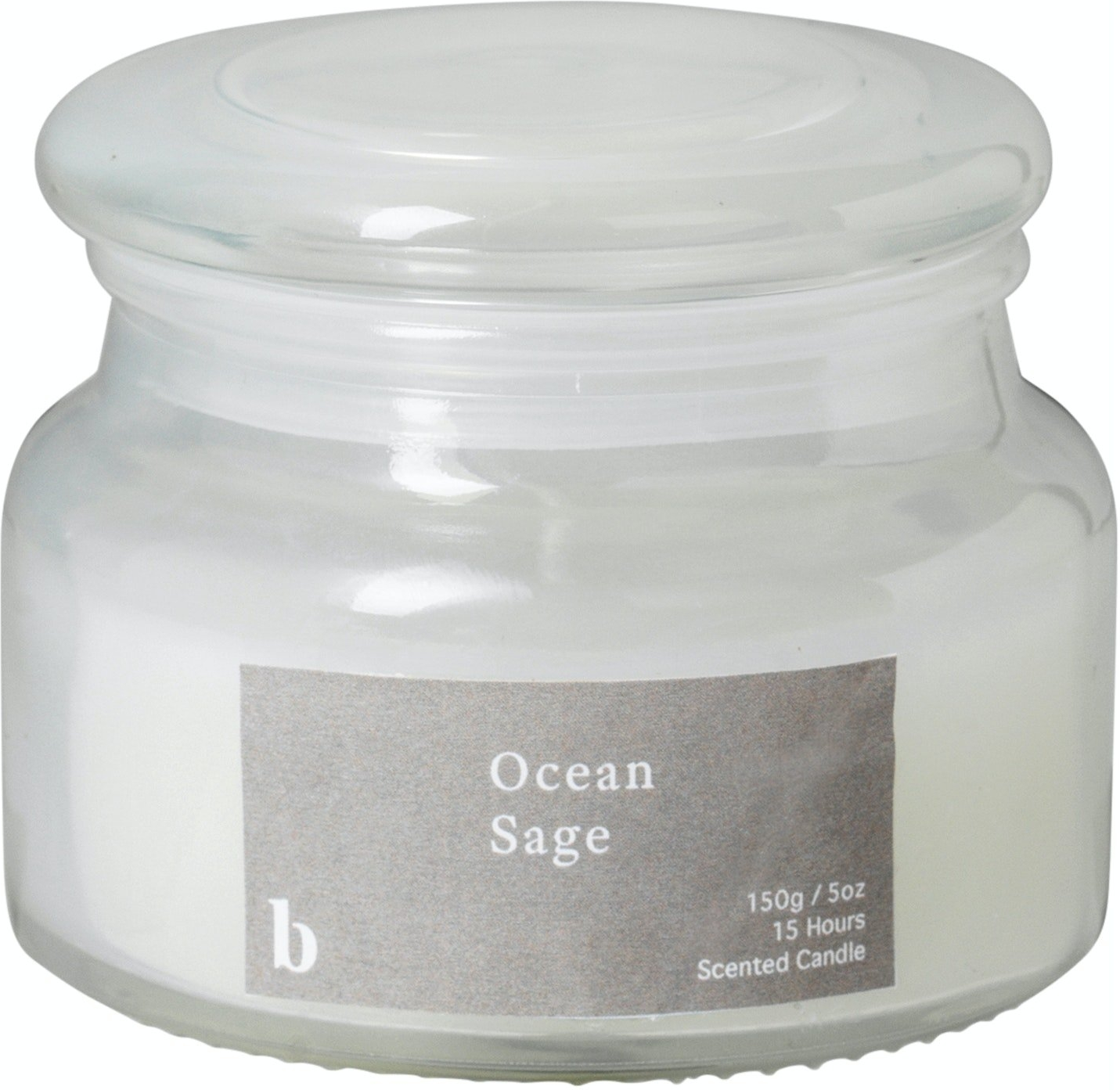 Duftlys Broste Copenhagen Ocean Sage i Hvidt Glas 10 cm