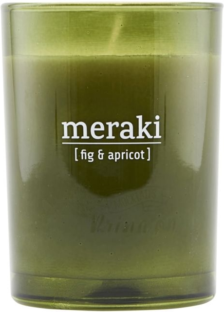 Duftlys Meraki Fig   Apricot   Grønt Glas  ø8   H10   Cm  35 Timer Brændetid