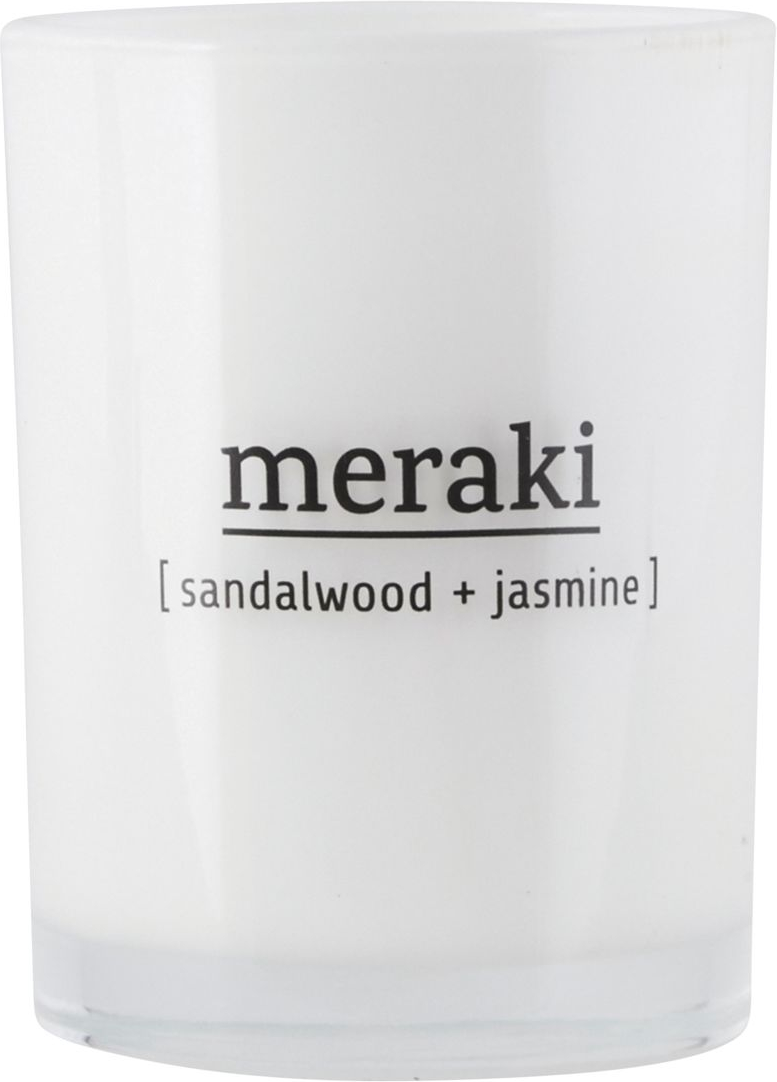 Duftlys Meraki Sandalwood   Jasmine   Soyavoks   Glas ø8ã H10   Cm  35 Timers Brændetid