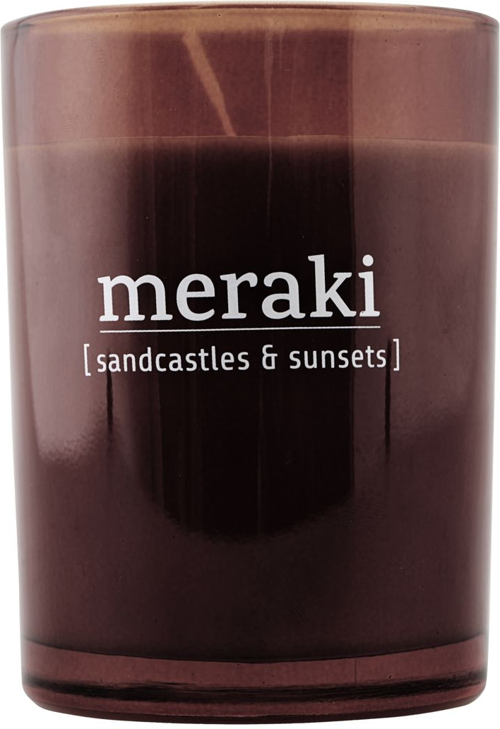 Duftlys Meraki Sandcastles   Sunsets  35 Timers Brændetid  Soyavoks          10   Cm  Rødbrunt Glas