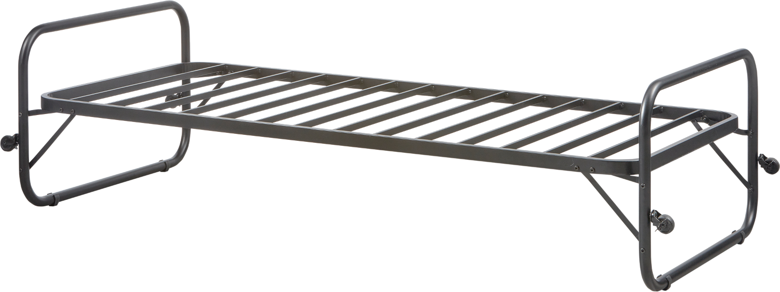 Enkelt Sengeramme Woood Lucy Mat Sort Metal 90ã 200 Cm Foldbar Luftig Stangstruktur
