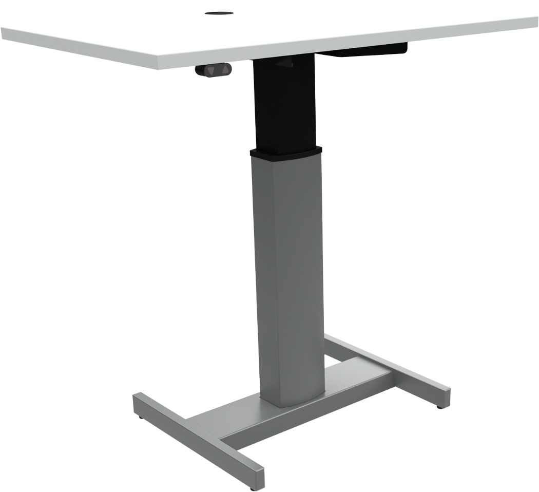 Enkeltben Hæve-sænkebord Zennord Peakboards Firkantet Skrivebord Hvid Sølv 100x60 Cm Højde 68-120 Cm Med Hjul