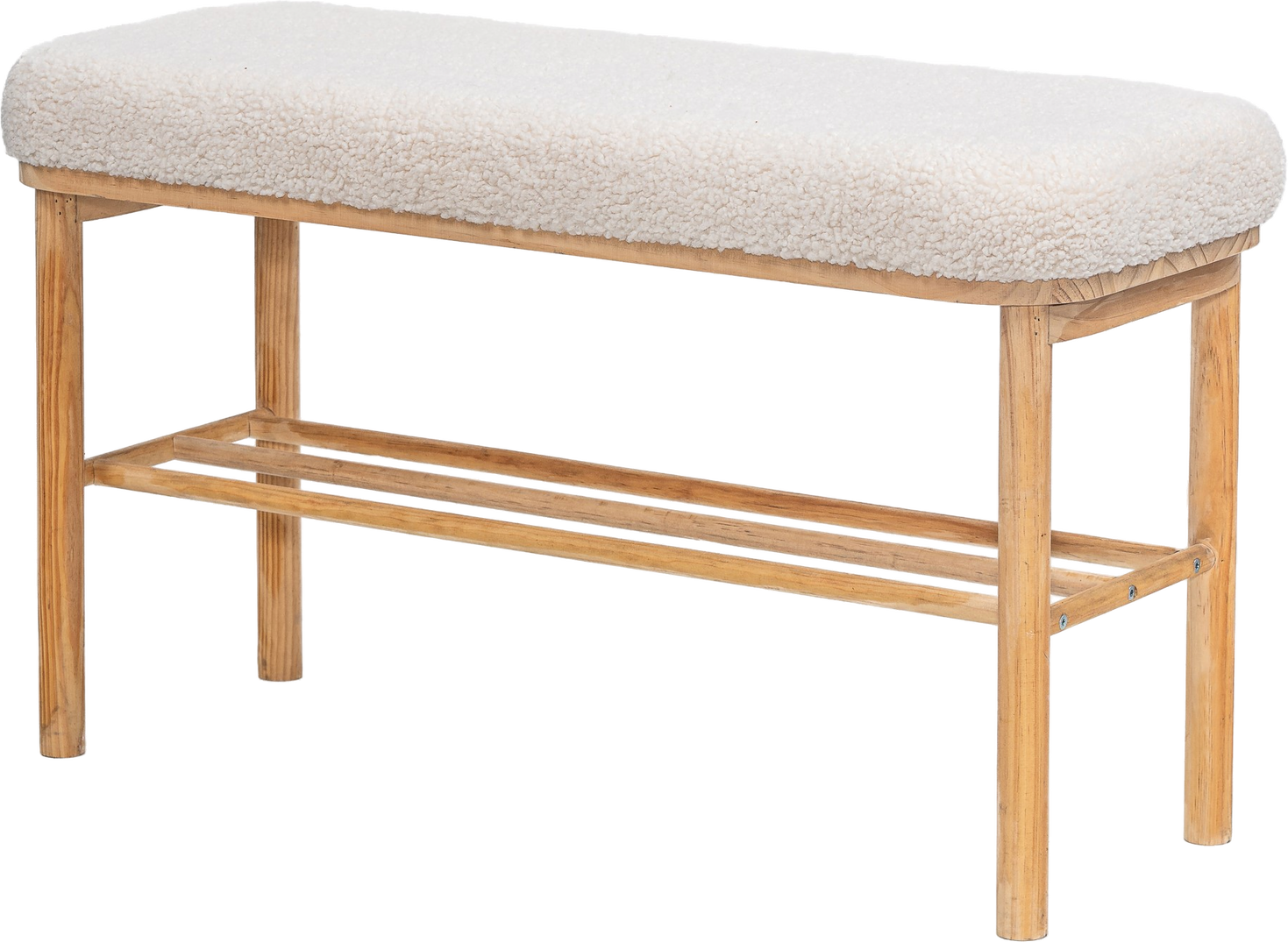 Entrébænk Nordlys Furniture Asugi Bouclé Hvid Med Opbevaringshylde H52xb90xd35 Cm