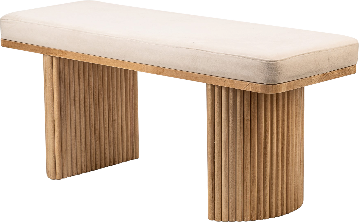 Entrébænk Nordlys Furniture Pireus   Beige Fløjl Med Fsc-træstel Og Opbevaring  100ã 35 Cm