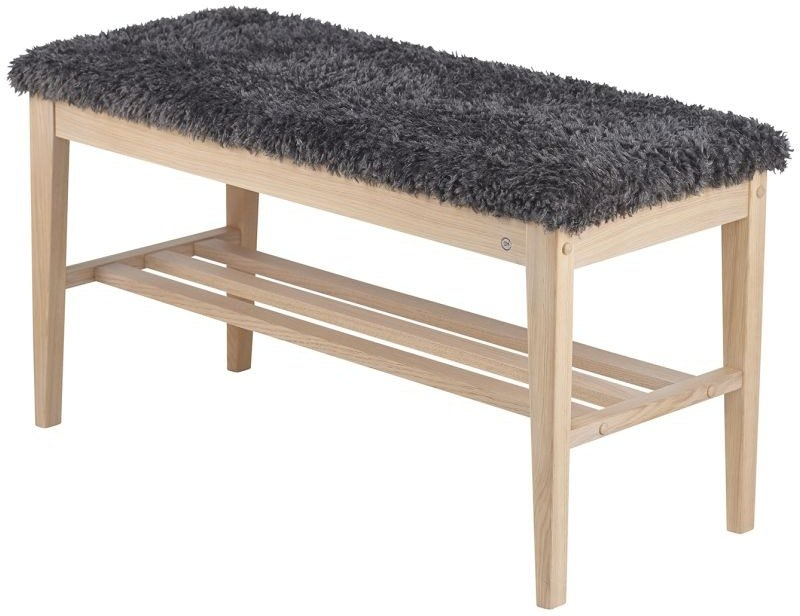 Entrébænk Nadja i Hvidolieret Eg med Fåreskind - Elegant Design