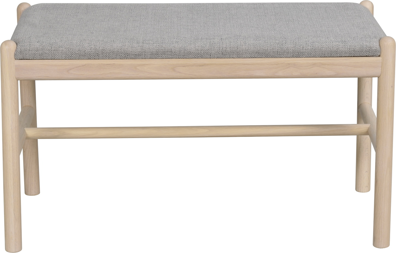 Entrébænk Rowico Milford H46ã B80ã D40 Cm Hvidvasket Egetræ Med Grå Polstring