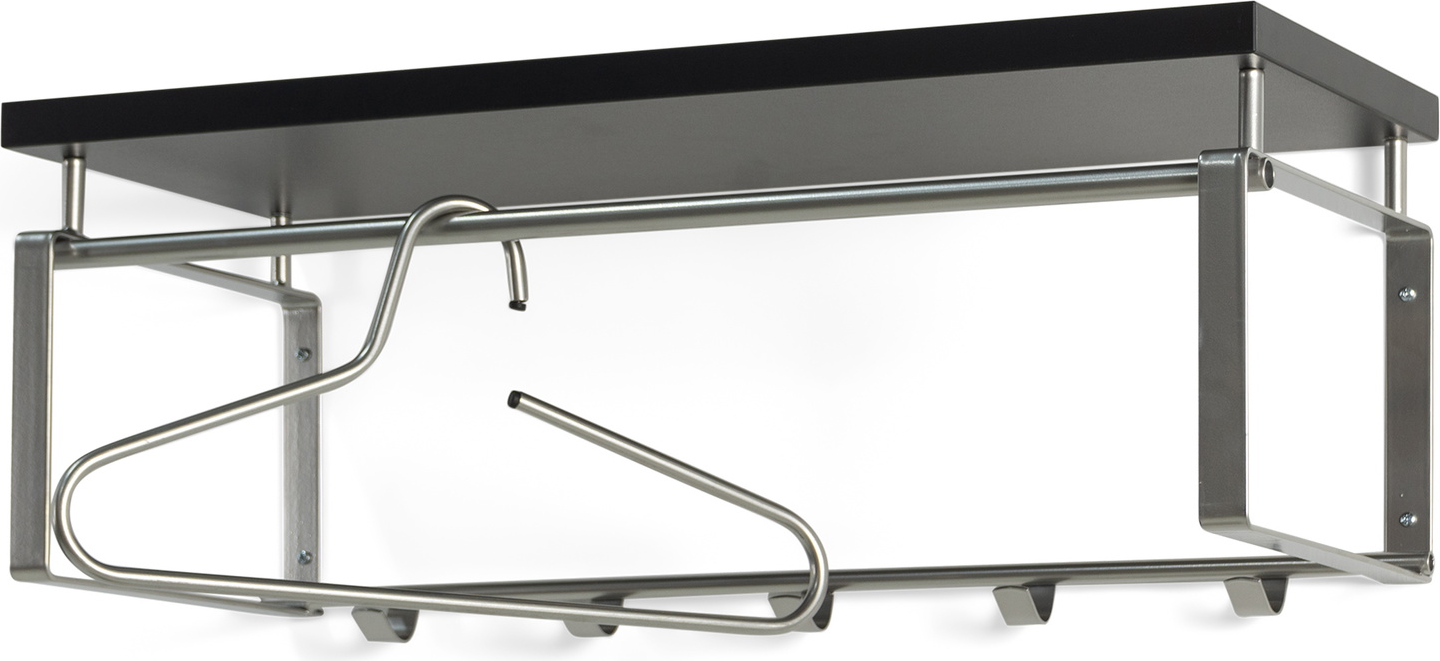 Entréknagerække Med Hattehylde Spinder Design Rex   Nikkelfarvet Stål Og Sort Melamin H28   B70   D29 Cm
