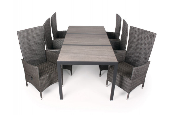 Fanø Paris Keramik Havemøbelsæt 90x195 Cm Grå Grå