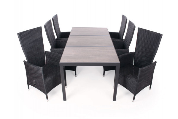 Fanø Paris Keramik Havemøbelsæt 90x195 Cm Sort Grå