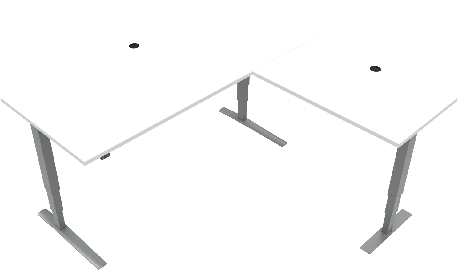 Firkantet Hæve-Sænkebord fra Zennord - Hvid Sølv 180x180 cm