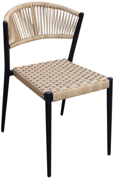 Fletstol House Of Sander Astrid   Udendørs Spisebordsstol   Coated Aluminium Og Uv-beskyttet Rope Natur Sort