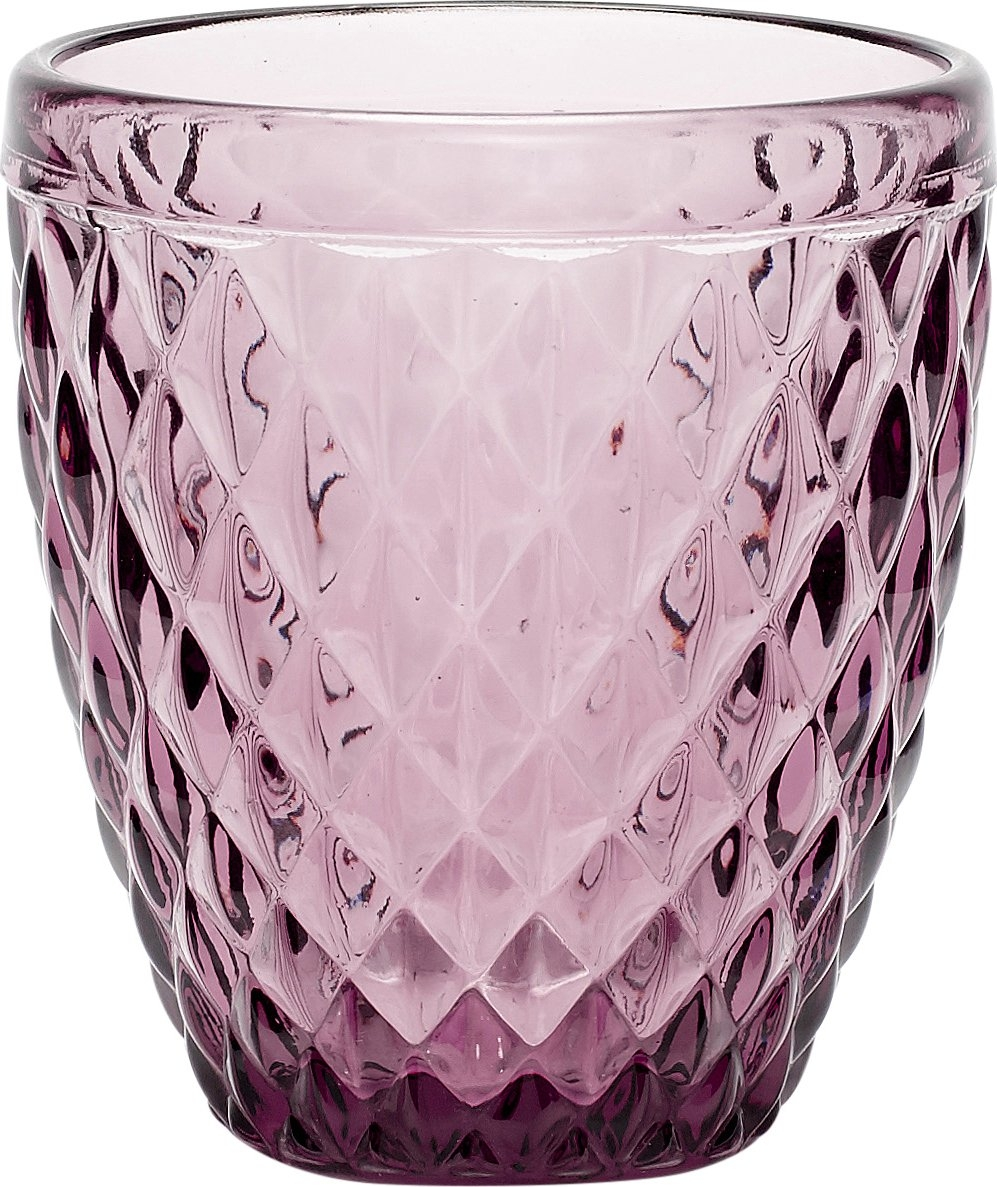 Fyrfadsglas Hübsch Azure Elegance  Mønstret Glas Lilla ø9   H10 Cm