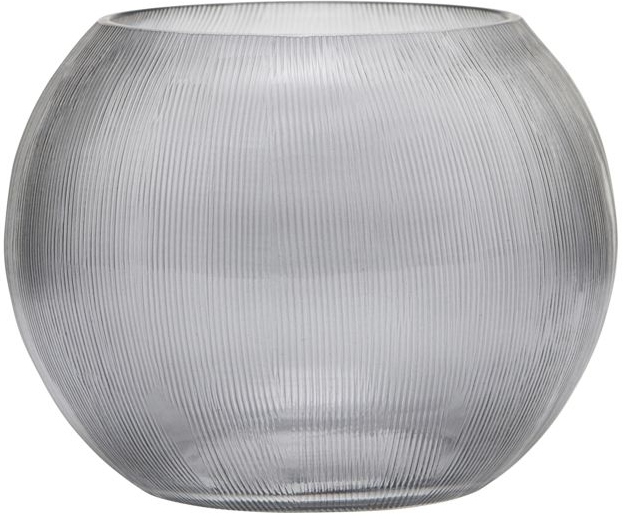 Fyrfadsstage Lysestage House Doctor Chub Grå Rilleret Glas ø11   H8 Cm