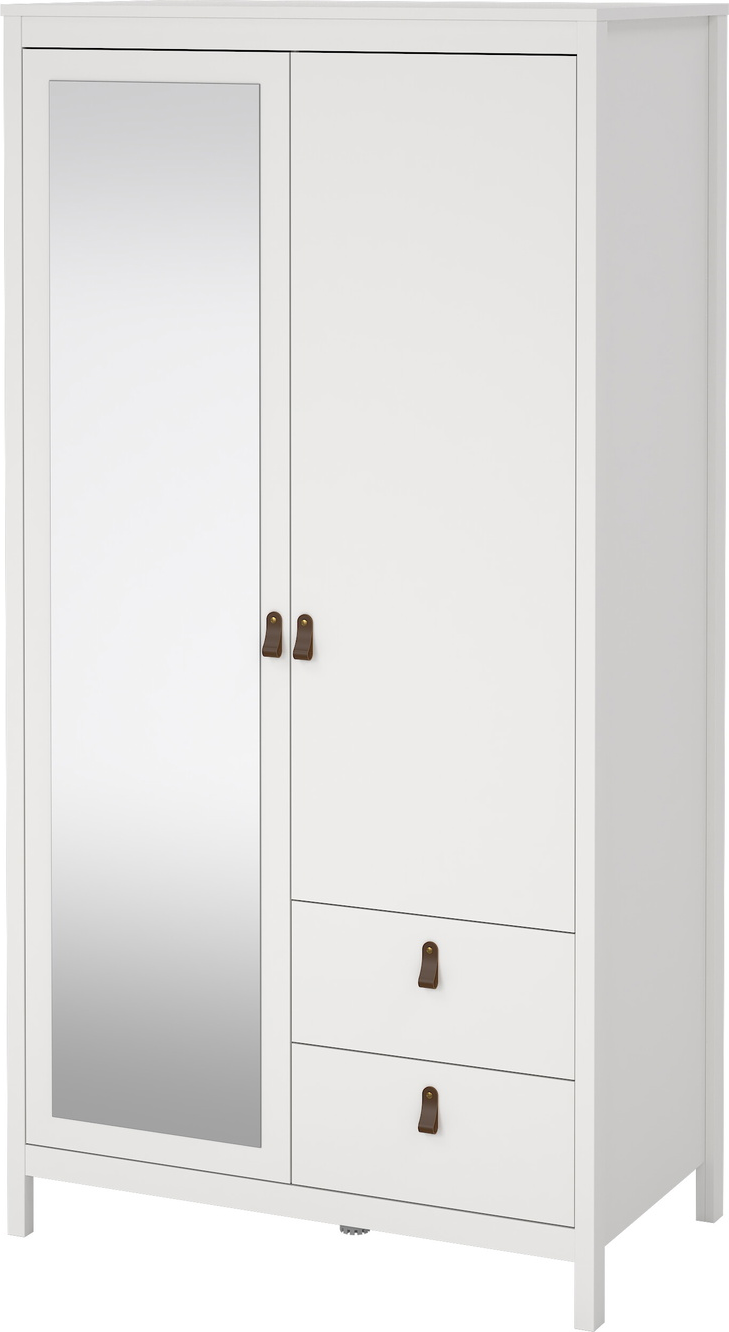 Garderobeskab Klædeskab Vesterholm Lunor   Døre   Skuffer Hvid Med Spejl H199 B102 D58 Cm Fsc