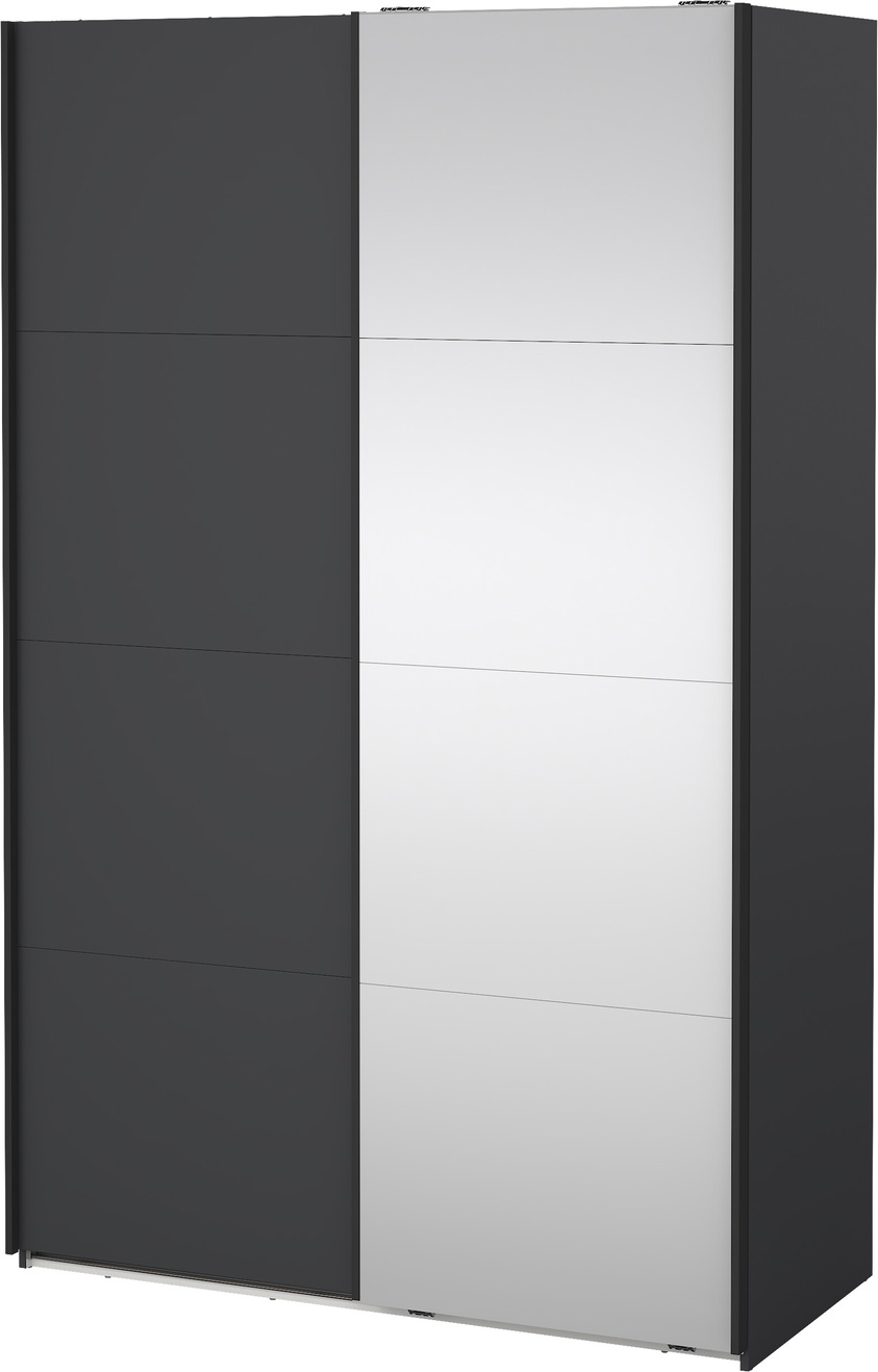 Garderobeskab Vesterholm Arden   Skydedør  Spejldør Mat Grå H220xb138xd66 Cm Fsc-certificeret Dansk Kvalitet